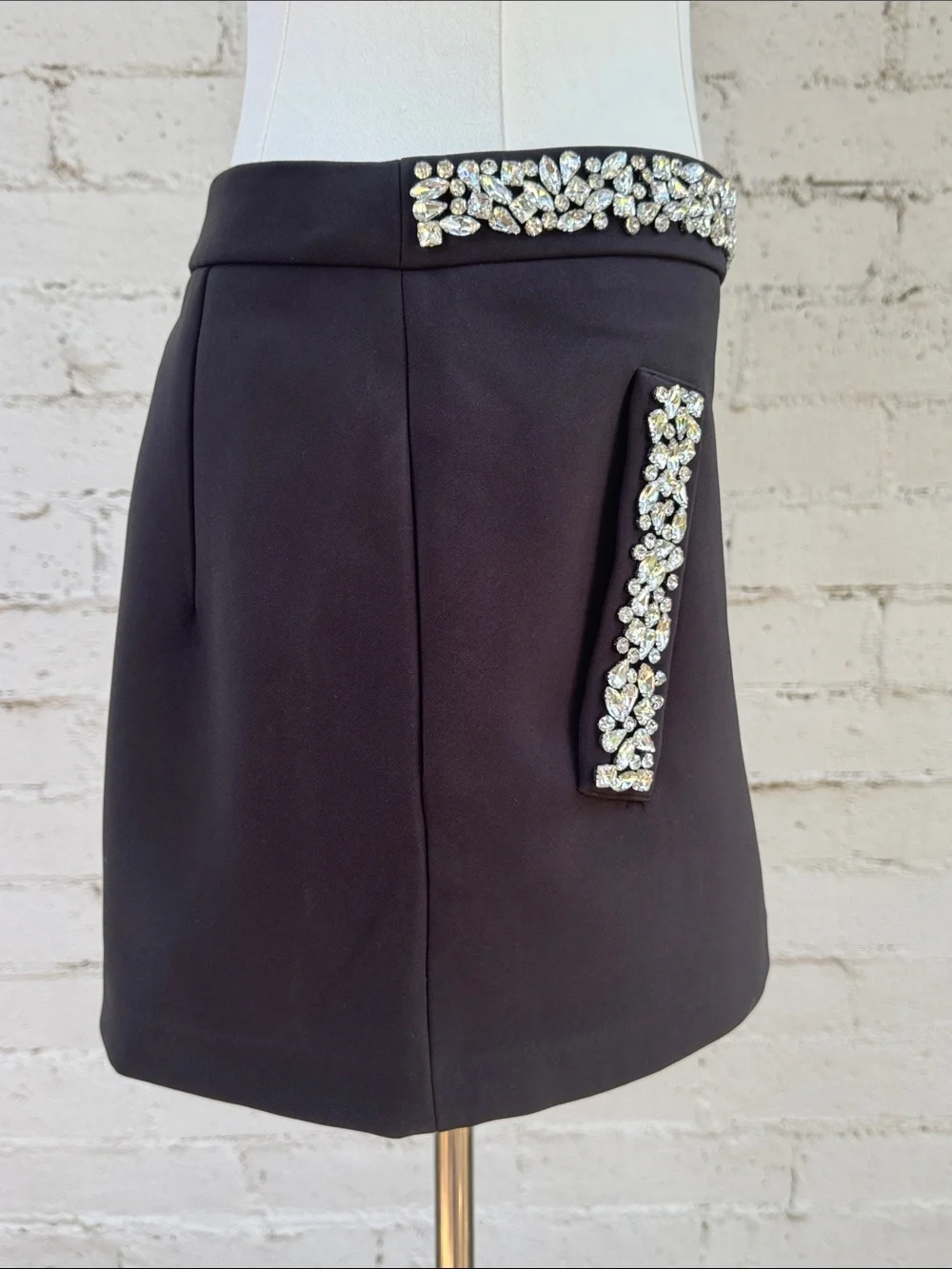 H&M Edition Rhinestone-Embellished Mini Skirt Black Size 6 - Picture 6 of 14